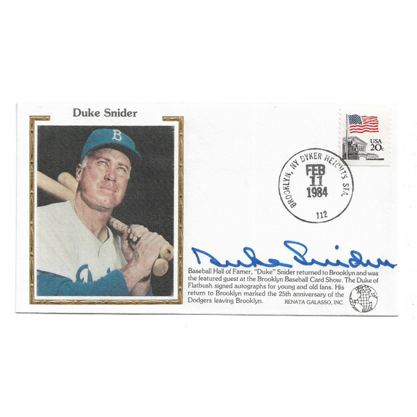 Duke Snider Autographed First Day Cover - 1984 Brooklyn Baseball Card Show  (JSA)