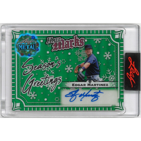 Edgar Martinez Autographed Card 2025 Leaf Metal Hall Marks Green Signatures # HM-EM1 Ltd Ed of 4