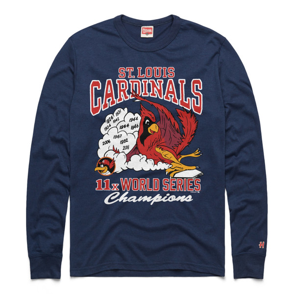 Men’s Homage St. Louis Cardinals Vintage World Series Navy Long Sleeve Tee