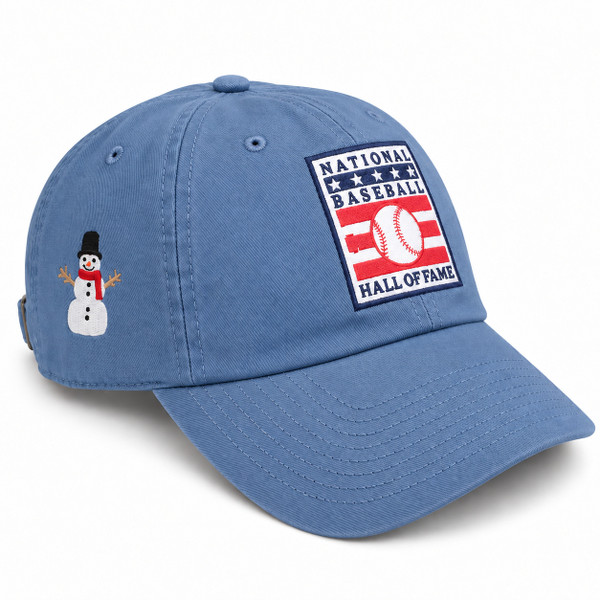 Unisex Baseball Hall of Fame Snowman Icon Adjustable Slate Blue Cap