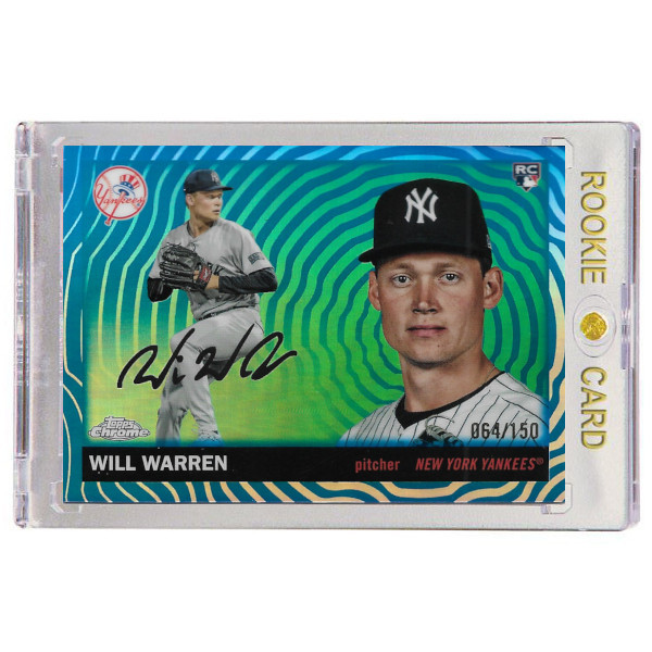 Will Warren New York Yankees 2025 Topps Chrome Platinum Anniversary Blue Raywave Refractor # 294 Ltd Ed of 150