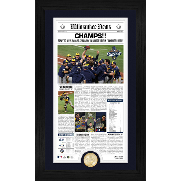 Milwaukee Brewers 2026 World Series Champions Front Page News 12" x 20" Bronze Coin Photo Mint