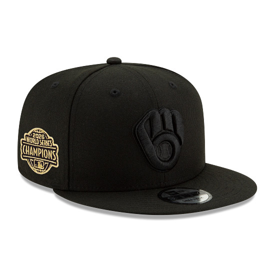 Men’s New Era Milwaukee Brewers 2026 World Series Champs Gold Patch Black Adjustable Cap