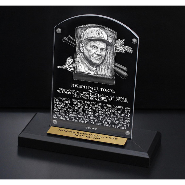 Joe Torre Acrylic Replica Hall of Fame Plaque