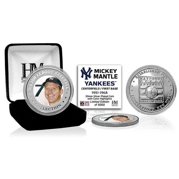 Highland Mint Mickey Mantle New York Yankees Hall of Fame Silver Photo Coin