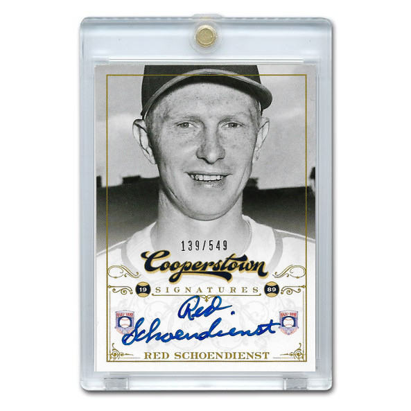 Red Schoendienst Autographed Card 2012 Panini Cooperstown Ltd Ed 549