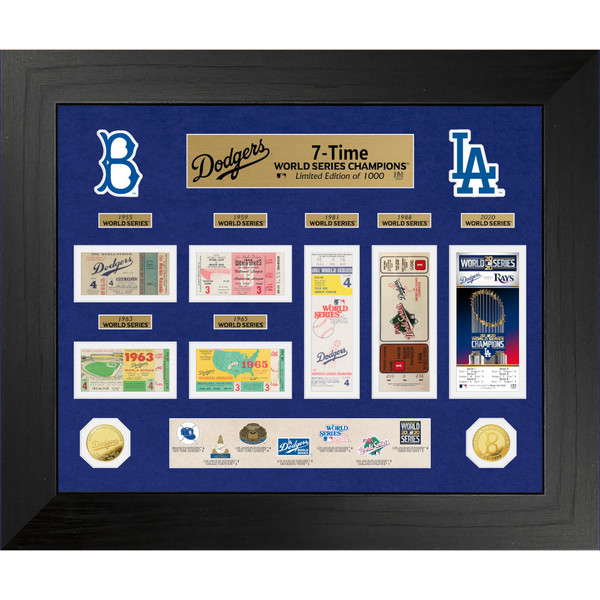 Highland Mint Los Angeles Dodgers World Series Deluxe Framed Gold Coin & Replica Ticket Collection