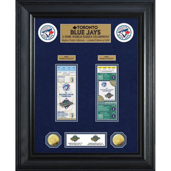 Highland Mint Toronto Blue Jays World Series Deluxe Framed Gold Coin & Replica Ticket Collection