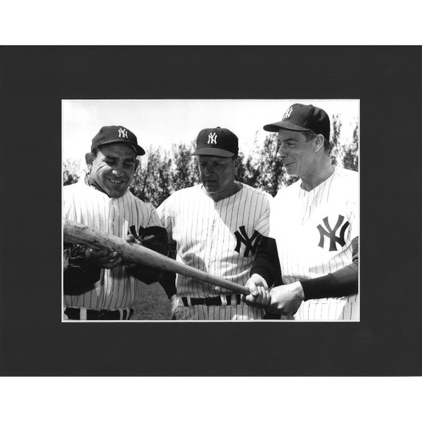 Matted 8x10 Photo- Yogi Berra, Ralph Houk, and Joe DiMaggio