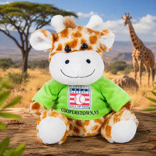 Baseball Hall of Fame 13" Plush Giraffe with Green HOF T-Shirt