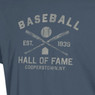 Men’s Baseball Hall of Fame Crossed Bats Est. 1939 Washed Blue Vintage Dyed T-Shirt