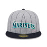 Men’s New Era Seattle Mariners Grey Heather and Dark Navy Pinstriped 59FIFTY Fitted Cap