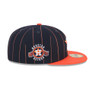 Men’s New Era Houston Astros Throwback Pinstriped Navy and Orange 59FIFTY Fitted Cap