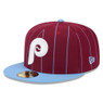 Men’s New Era Philadelphia Phillies Cooperstown Collection Throwback Pinstriped Maroon and Light Blue 59FIFTY Fitted Cap