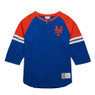 Men’s Mitchell & Ness New York Mets Cooperstown Collection Legendary Royal and Orange 3/4 Sleeve Slub Henley