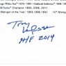 Tony La Russa Autographed 2014 Hall of Fame Induction 8x10 Photocard (Beckett)