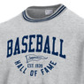 Men’s Champion Baseball Hall of Fame Pennant Silver Reverse Weave Navy Stripe Trim Crewneck Sweatshirt