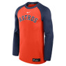 Men's Nike Houston Astros Orange Authentic Collection Game Time Raglan Performance Long Sleeve T-Shirt