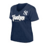 Women's New Era New York Yankees Navy Script MLB V-Neck T-Shirt