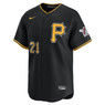 Men’s Nike Roberto Clemente Pittsburgh Pirates Cooperstown Collection Full Button Front Black Replica Jersey