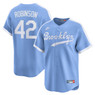 Men’s Nike Jackie Robinson Brooklyn Dodgers Cooperstown Collection Limited Full Button Front Light Blue Replica Jersey