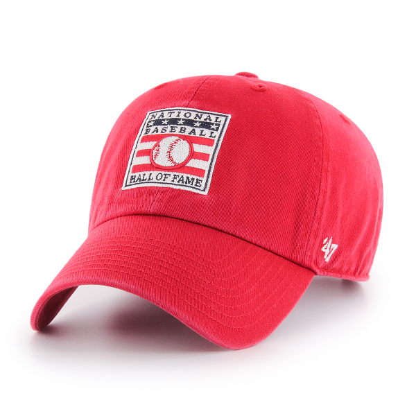 Men's Baseball Hall of Fame Red Logo Clean Up Adjustable Cap Men's Baseball Hall of Fame Red Logo Clean Up Adjustable Cap