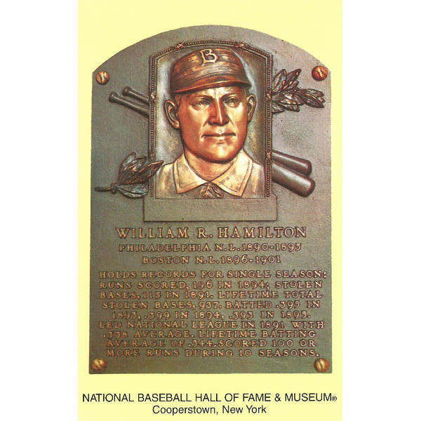 Billy Hamilton Baseball Hall of Fame Plaque Postcard