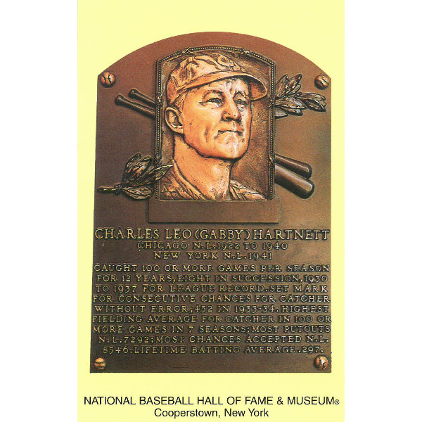 Gabby Hartnett Baseball Hall of Fame Plaque Postcard