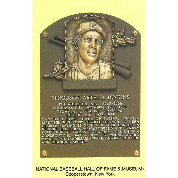 Fergie Jenkins Baseball Hall of Fame Plaque Postcard Fergie Jenkins Baseball Hall of Fame Plaque Postcard