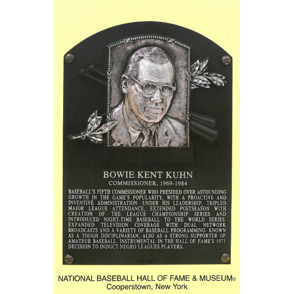 Bowie Kuhn Baseball Hall of Fame Plaque Postcard Bowie Kuhn Baseball Hall of Fame Plaque Postcard