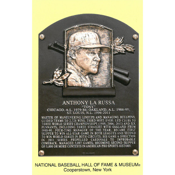 Tony La Russa Baseball Hall of Fame Plaque Postcard