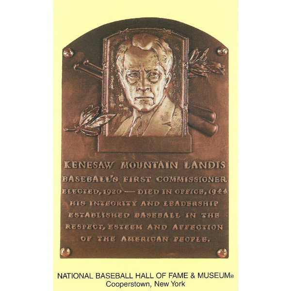 Kenesaw Landis Baseball Hall of Fame Plaque Postcard