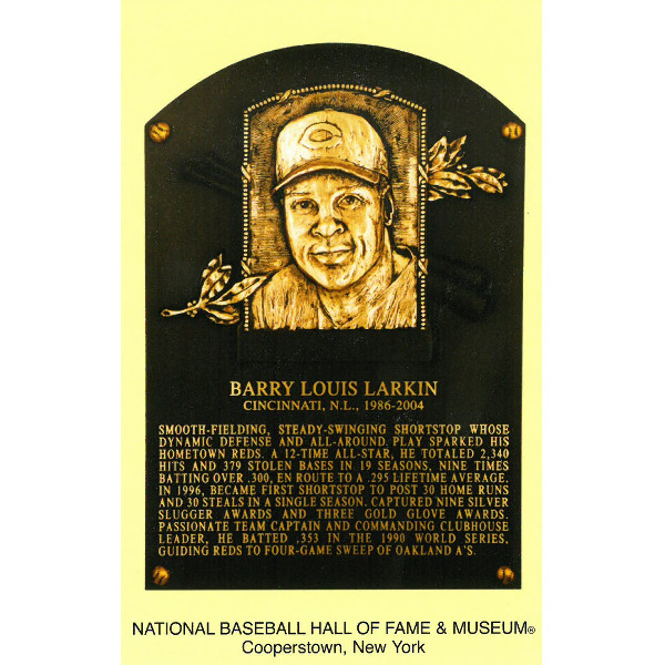 Barry Larkin Baseball Hall of Fame Plaque Postcard