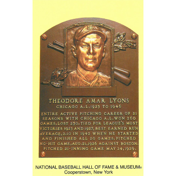 Ted Lyons Baseball Hall of Fame Plaque Postcard