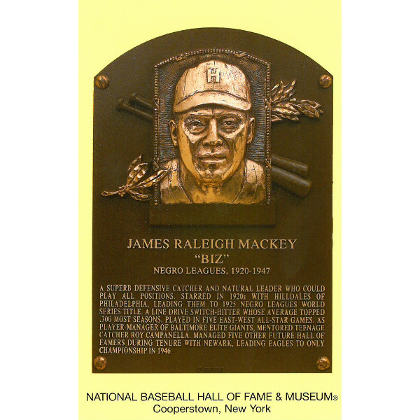 Biz Mackey Baseball Hall of Fame Plaque Postcard Biz Mackey Baseball Hall of Fame Plaque Postcard