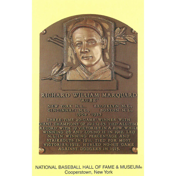 Rube Marquard Baseball Hall of Fame Plaque Postcard