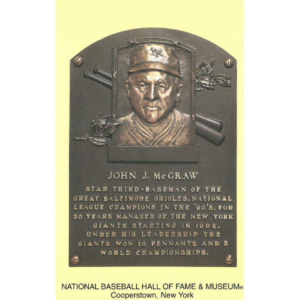 John McGraw Baseball Hall of Fame Plaque Postcard John McGraw Baseball Hall of Fame Plaque Postcard