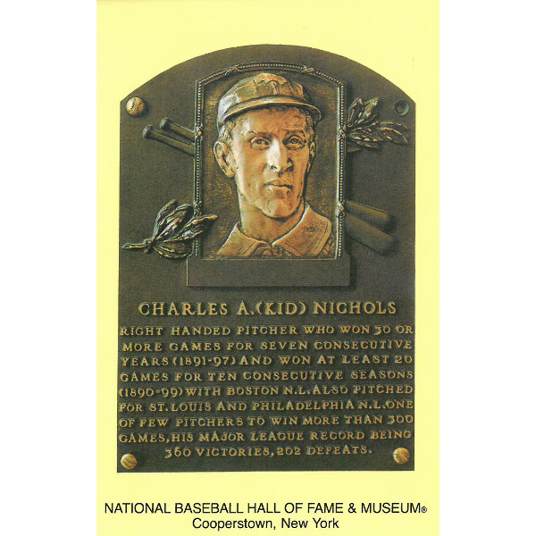 Kid Nichols Baseball Hall of Fame Plaque Postcard