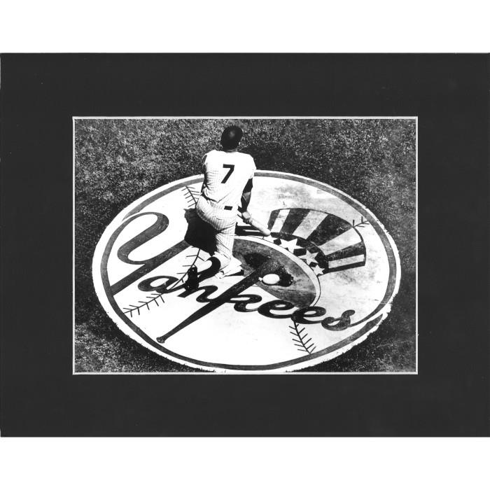 Matted 8x10 Photo- Mickey Mantle Yankee Logo