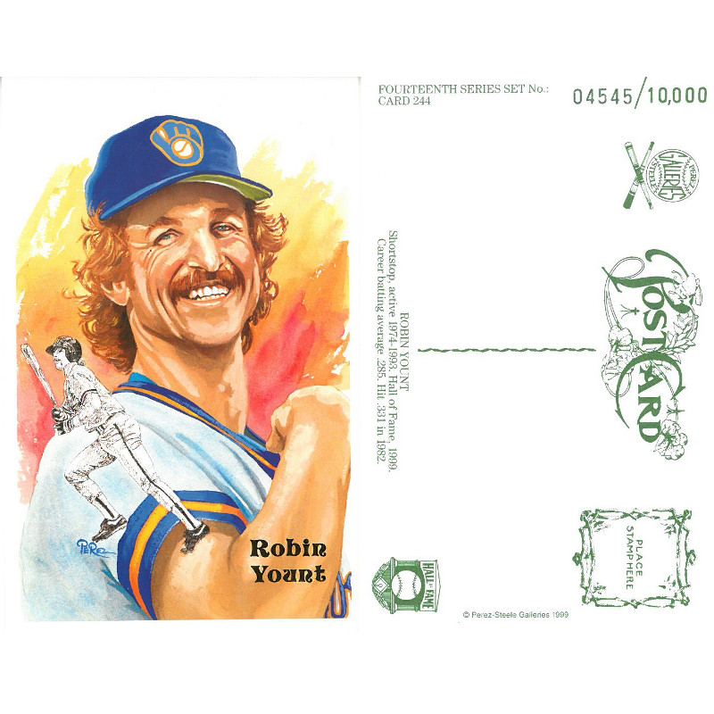 Perez-Steele Robin Yount Limited Edition Postcard Perez-Steele Robin Yount Limited Edition Postcard