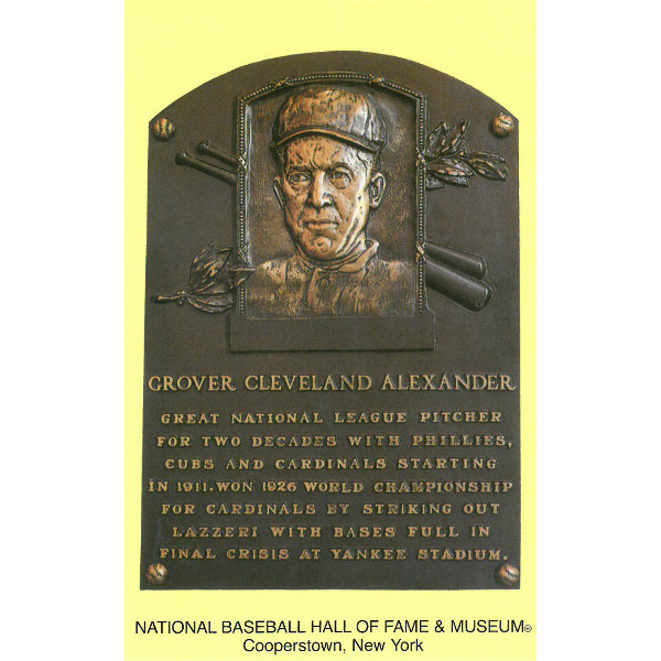 Grover Cleveland Alexander Baseball Hall of Fame Plaque Postcard