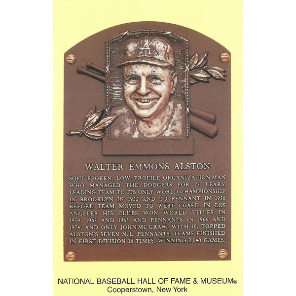 Walter Alston Baseball Hall of Fame Plaque Postcard
