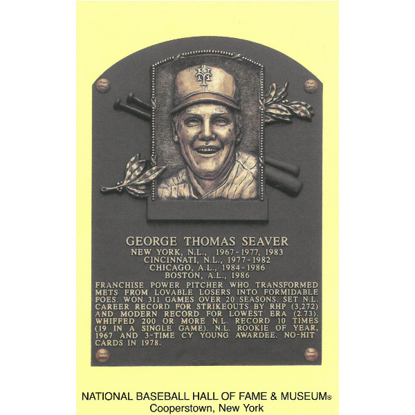 Tom Seaver Baseball Hall of Fame Plaque Postcard Tom Seaver Baseball Hall of Fame Plaque Postcard
