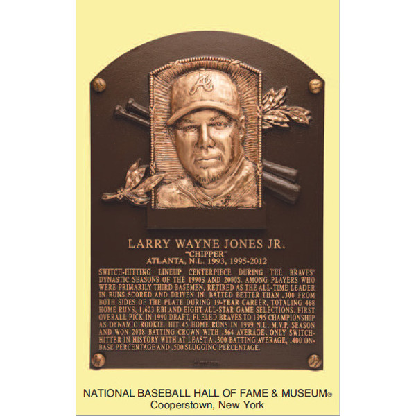 Chipper Jones Baseball Hall of Fame Plaque Postcard