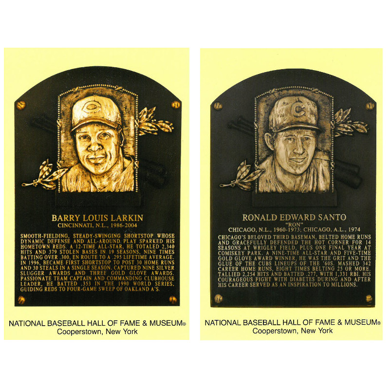 Class of 2012 Baseball Hall of Fame Plaque Postcard Set of 2 (Larkin, Santo)