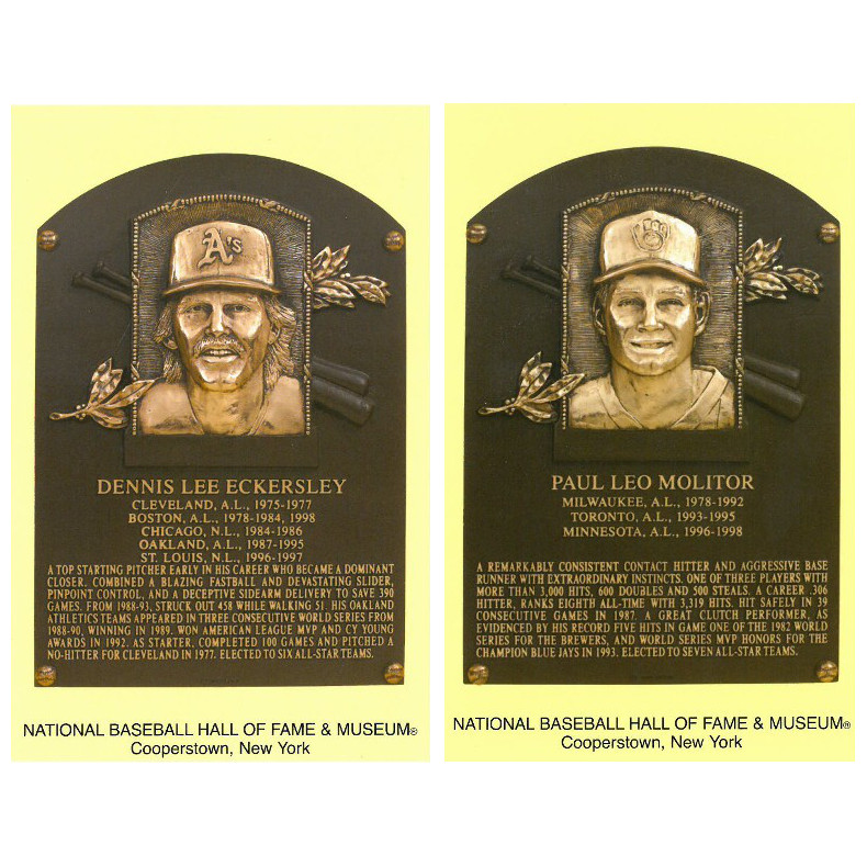 Class of 2004 Baseball Hall of Fame Plaque Postcard Set of 2 (Eckersley, Molitor)