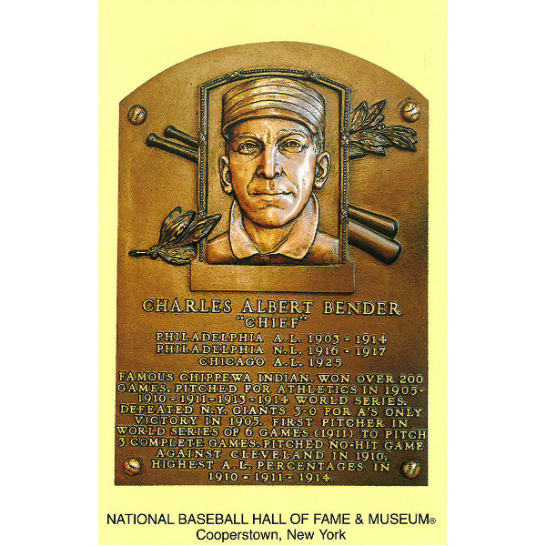 Charles Bender Baseball Hall of Fame Plaque Postcard