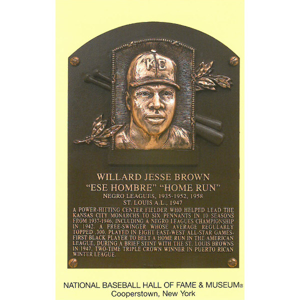 Willard Brown Baseball Hall of Fame Plaque Postcard
