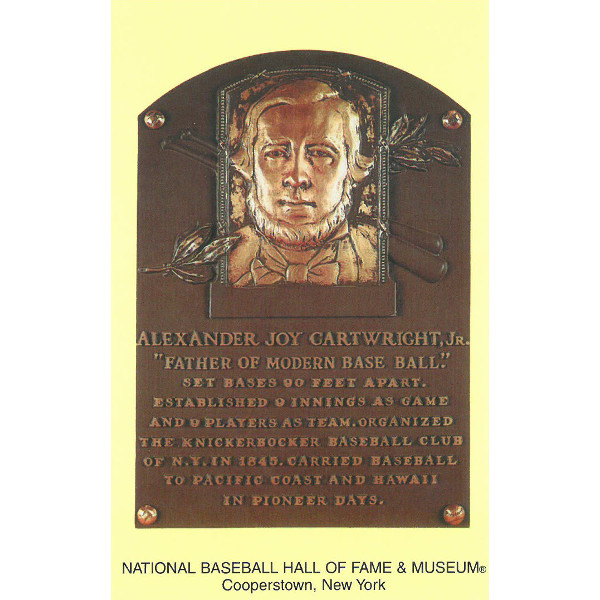 Alexander Cartwright Baseball Hall of Fame Plaque Postcard