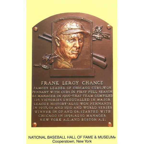Frank Chance Baseball Hall of Fame Plaque Postcard